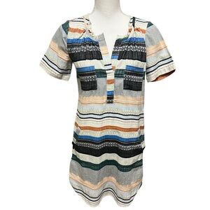 Anthropologie‎ The Odells Striped Short Sleeve Tunic Dress XS Boho Tribal Print